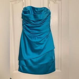 David’s Bridal “Malibu” Short Satin Pleated Dress